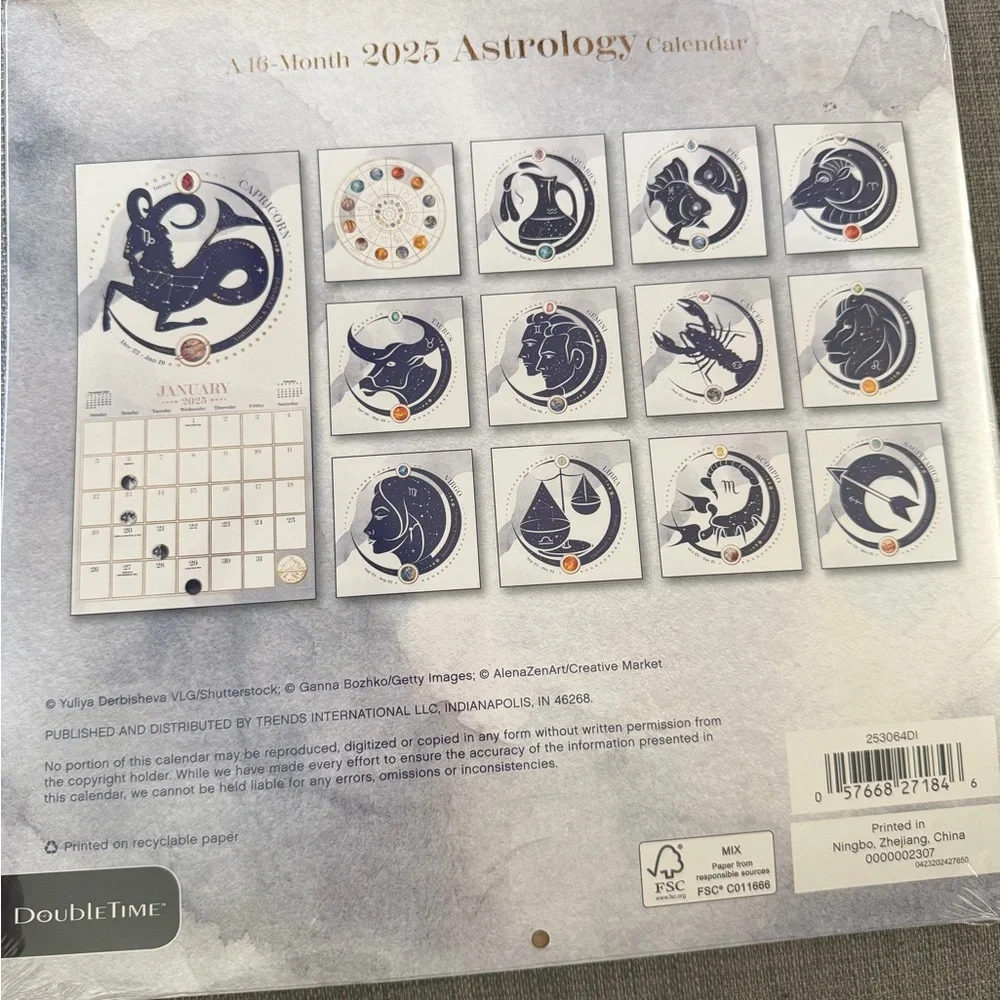 Astrology Calendar 2025 - Gray and White
